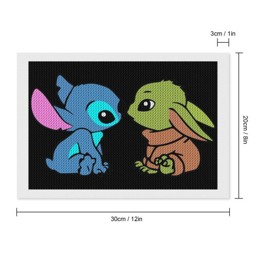 Κιτ ζωγραφικής Yoda Diamond Art 8"x12", στρογγυλό τρυπάνι 5D DIY για ενήλικες και αρχάριους, 1