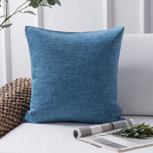 Phantoscope Textural Faux Linen Series Decorative Throw Pillow, 18" x 18", Blue, 1 Pack
