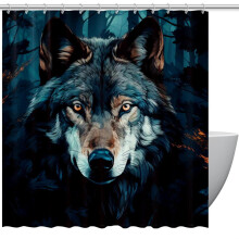 Perdea de duș cu inele de fixare și cârlige, perdele de duș cu lup, 66" x 72", perdele de baie decorative