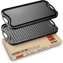 Sauté And Stir Fry Made Easy, Griddle With Reversible Cast Iron Build For Ultimate Heat Control, Use On All Cooking Surfaces Including Campfire And