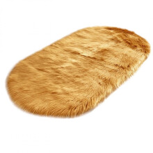 Fluffy Shaggy Area Rug - 50 * 80 cm Oval Camel Yellow Faux Fur Mat with Warm and Cozy Texture and Machine Washable Feature for Living Room Bedroom
