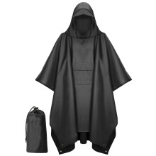 Poncho de lluvia para aventuras al aire libre, chaqueta impermeable con capucha ajustable y cierres de broche, abrigo ligero y reutilizable para