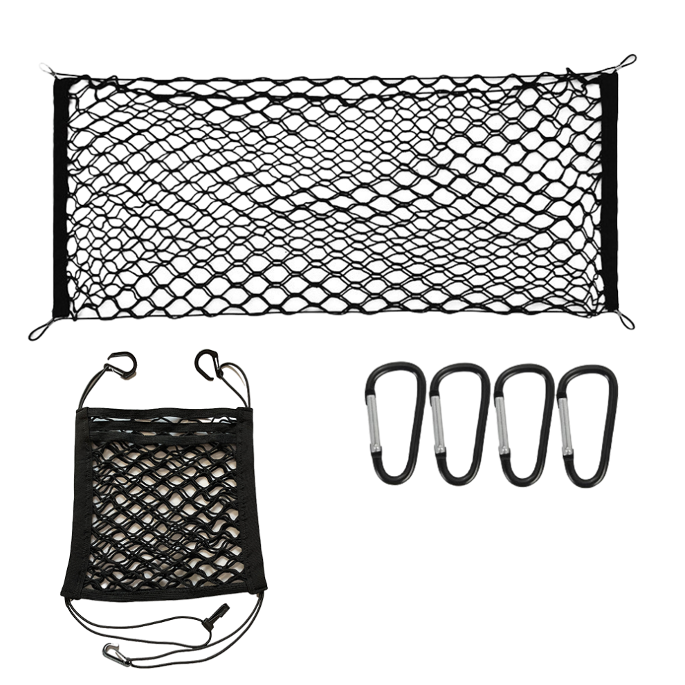 Cargo Mesh Net For Suv And Truck, Custom Fit Dual-Layer Mesh Trunk Organizer With Reinforced Pom Hooks, Stretchable Material Hammock Style Design For 9165521326662