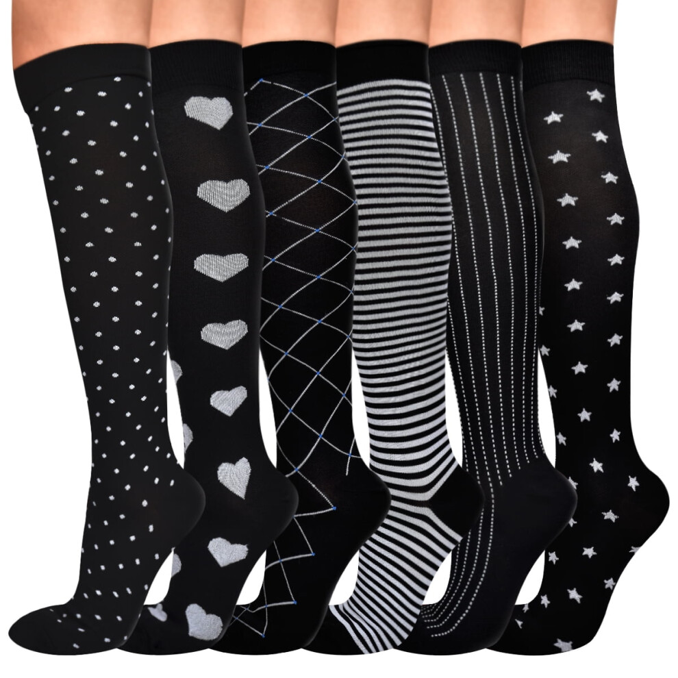 Compression Socks Knee High Support, Enhanced Compression Graduated 15-20 mmHg for Improved Blood Circulation, Moisture-Wicking Fabric Fast Drying