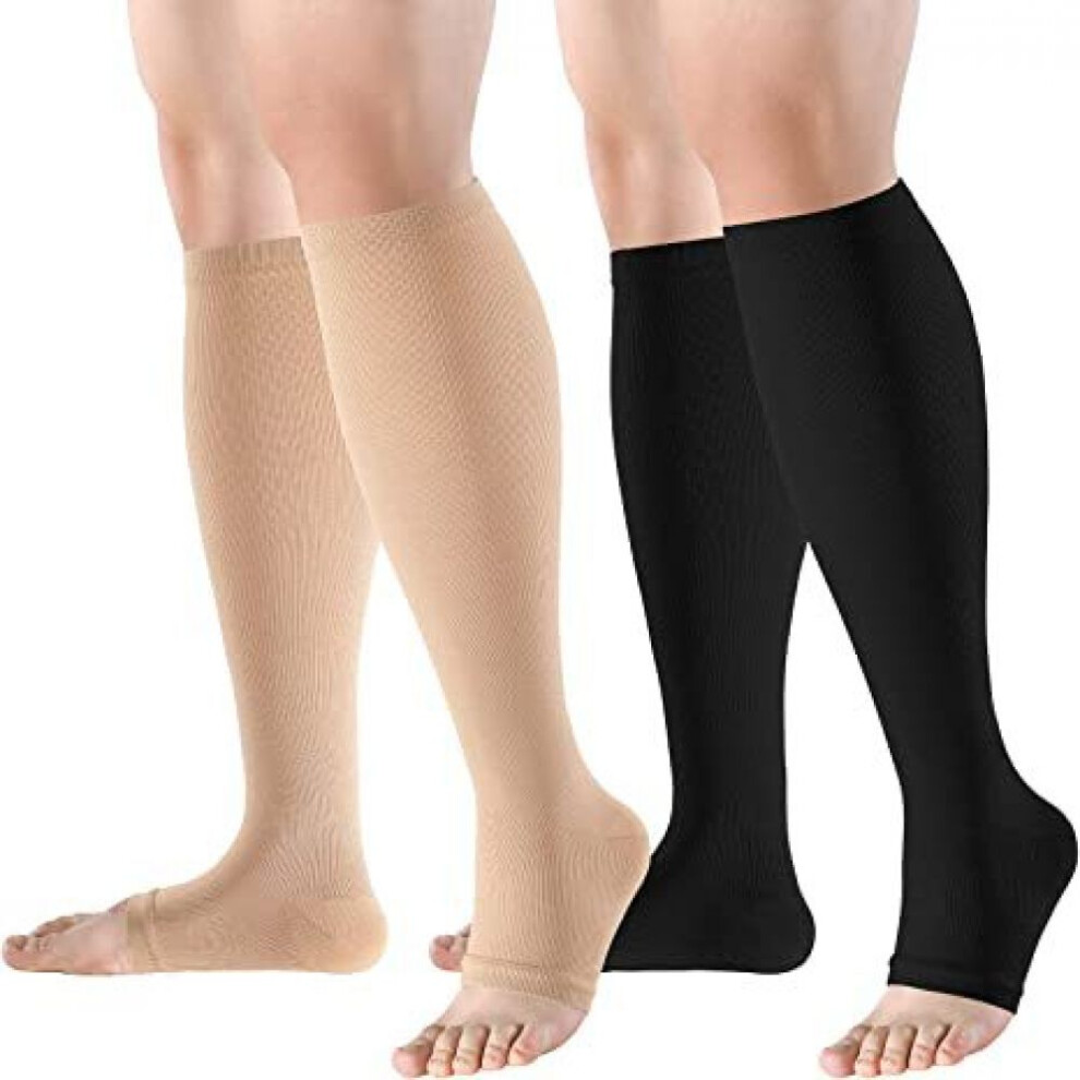 Varicose Veins Support Socks with 20-30 mmHg Compression, Moisture-Wicking Open Toe Knee Highs Featuring Seamless Graduated Compression, Lightweight