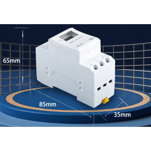 Programmable Timer Switch for DIN Rail Mount, Digital Time Control with LCD Display and Manual Override Function, SPDT Relay 16A High Precision Timer 2