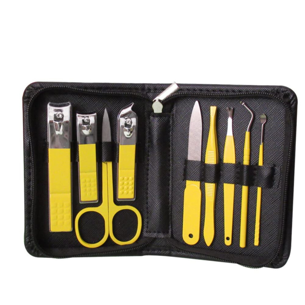 Professional Stainless Steel Manicure Pedicure Set, 9pcs Nail Clipper and Grooming Kit with Case