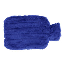 Bouillotte en caoutchouc noire de 2000 ml avec housse douce, adaptée pour l'hiver, en caoutchouc et peluche