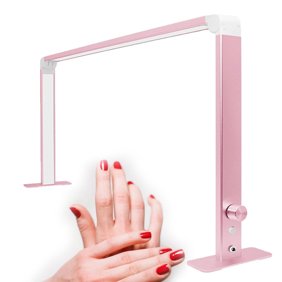 Nail Desk Lamp 36W Foldable Half Moon LED Manicure Light with Shadow Illumination Pink