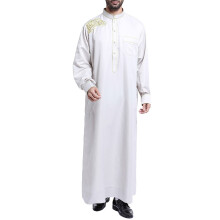 Men's Muslim Kaftan Robe with VNeck, Breathable Linen, Loose Fit, Side Split Hem, Red Gray M
