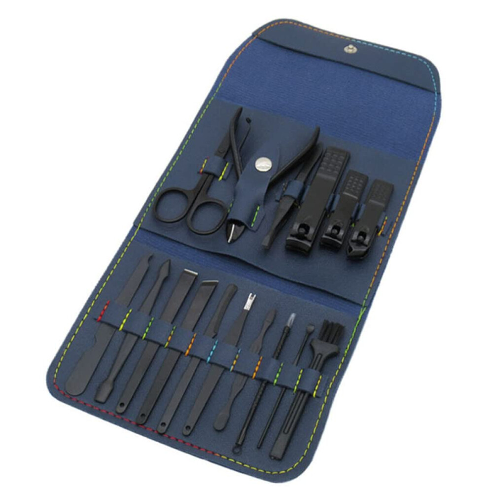 16 Piece Professional Stainless Steel Manicure Pedicure Set with Precision Nail Clippers