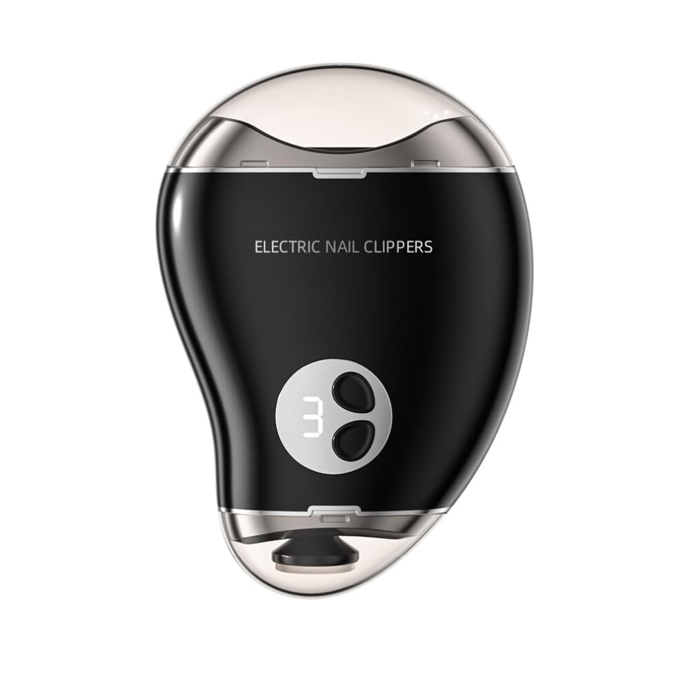 Black Electric Nail Trimmer And Toenail Clipper With Lcd Display, 3Speed Rotary, Safe For Kids And Adults