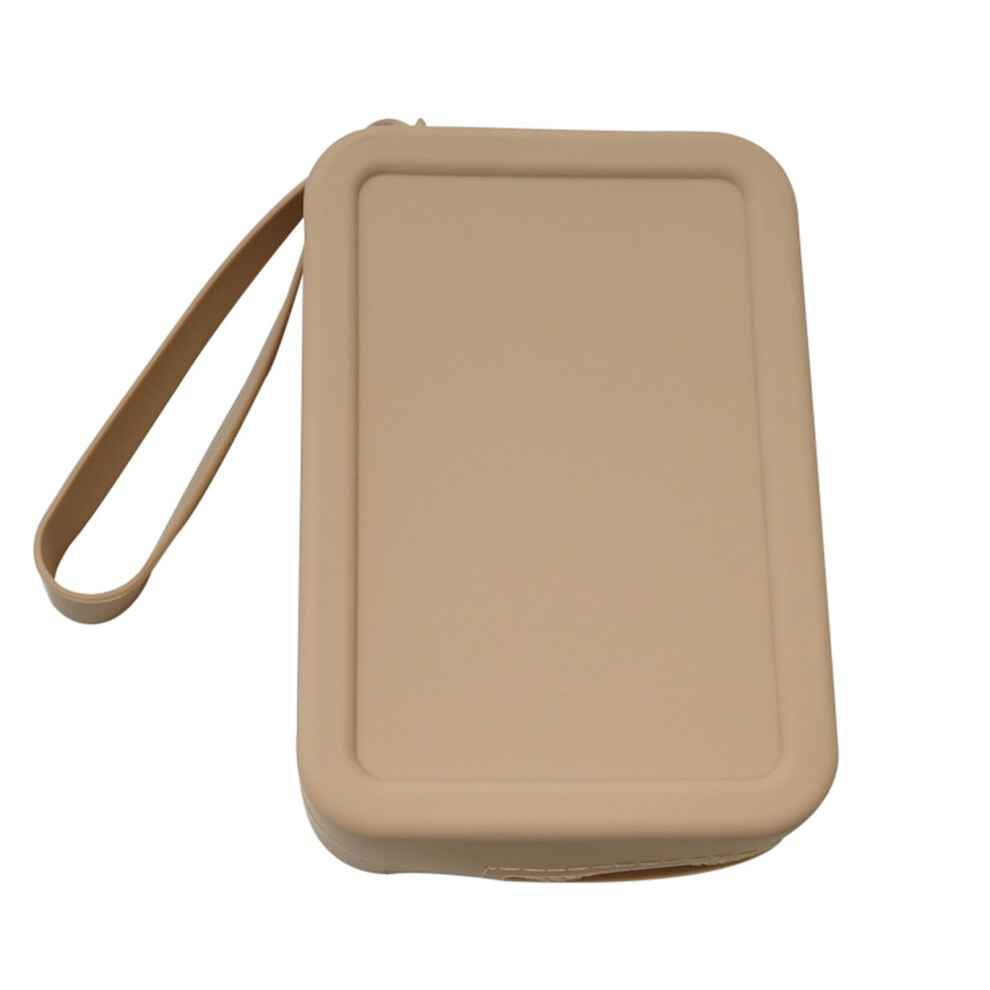 Waterproof Silicone Makeup Bag Travel Toiletry Organizer with Secure Zipper for Women Khaki