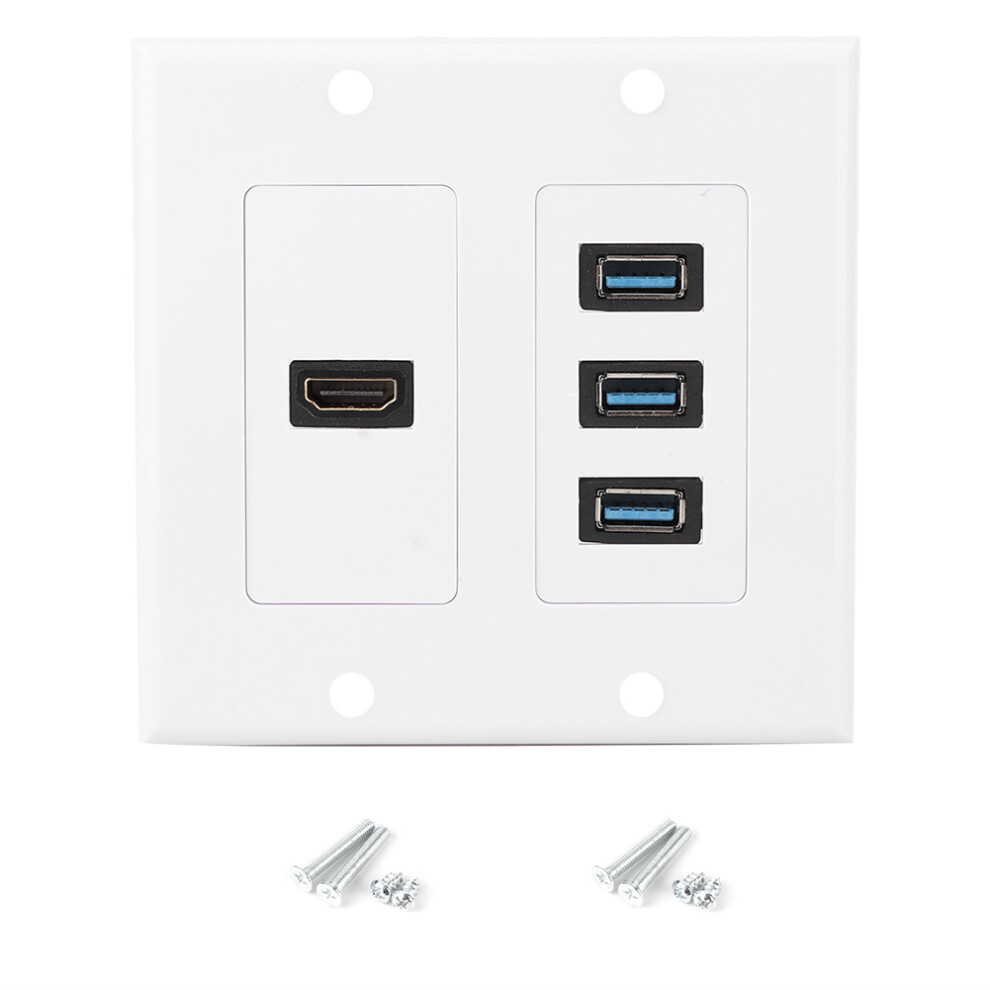 Usb 3.0 Wall Charger Hdmi Wall Plate Component Audio Video 4K Hdmi Support Gold Plated Connectors Wall Mountable For Office Building White 9138057283167