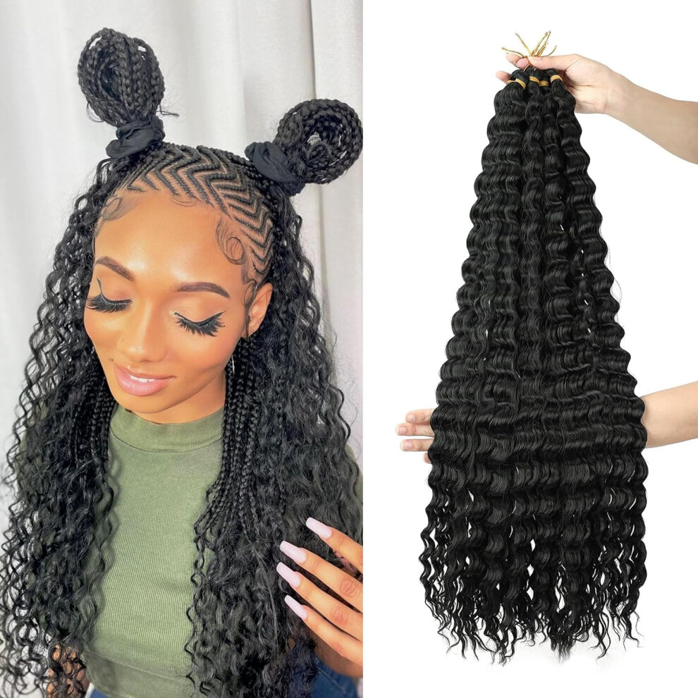 Unisex Black Curly Braiding Hair 50% Human Hair Ocean Wave Crochet Braids Wet And Wavy Extensions For Women