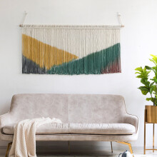 Twfbrm suuri makramee-seinävaate, käsintehty dip-dye-tupsu, maanläheinen vintage boheemi puuvillaköysi-seinätaide, luonnonkuituinen sisustus (61