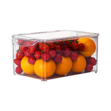 YiFudd Kitchen Transparent Refrigerator Box, szuflada do przechowywania świeżości, prostokątna wersja z pokrywką, plastikowy kosz do