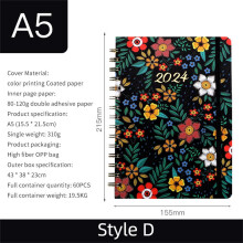 Cuaderno Giyblacko 2024 Agenda semanal y mensual personalizada PLANIFICADOR Cuaderno de espiral Agenda semanal con espiral Horario floral Diario en