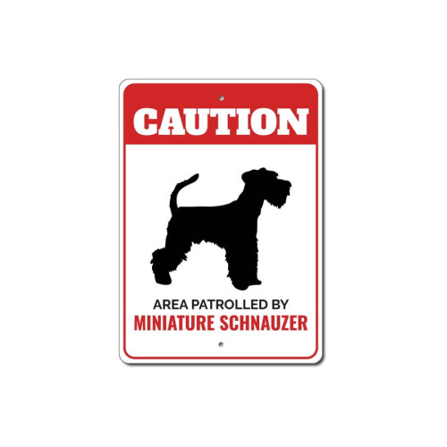Μεταλλική πινακίδα προσοχής Miniature Schnauzer, φυλή σκύλων, μέγεθος σκύλου: 8x12 ίντσες