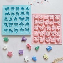 Yesbay25Cavities Molde de silicona reutilizable para hornear pasteles con forma de muñeco de nieve navideño, molde para fondant, chocolate y dulces