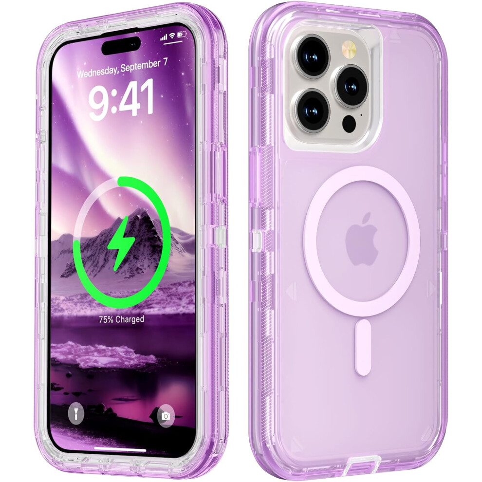 Transparent Magsafe Compatible Iphone 15 Pro Case, Triple Layer Shockproof 6.1" Phone Cover 9433291390962