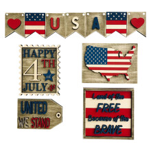 EQWLJWE 11 Pcs 4th of July Patriotic Tiered Tray Decor,Red White Blue Decorations Wooden Signs Farmhouse Rustic Ornaments for Home Table Party Store