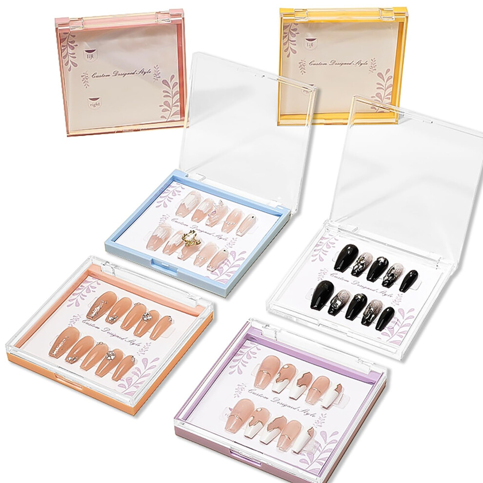 Press On Nail Packaging Boxes 18pcs with Adhesive Tape and Display Cards for Salon or DIY Storage