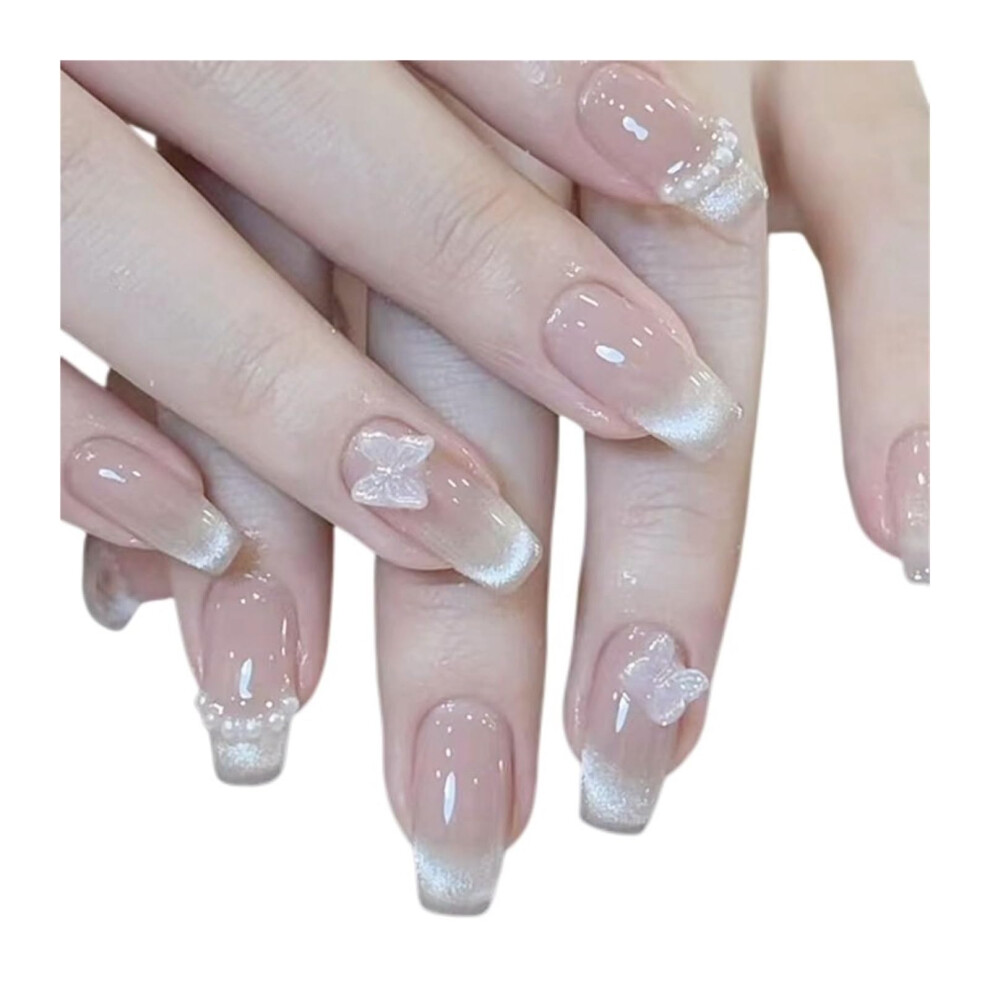 Butterfly Design Press On Nails Spring Style False Nails with Multiple Sizes and Dual Adhesive Options