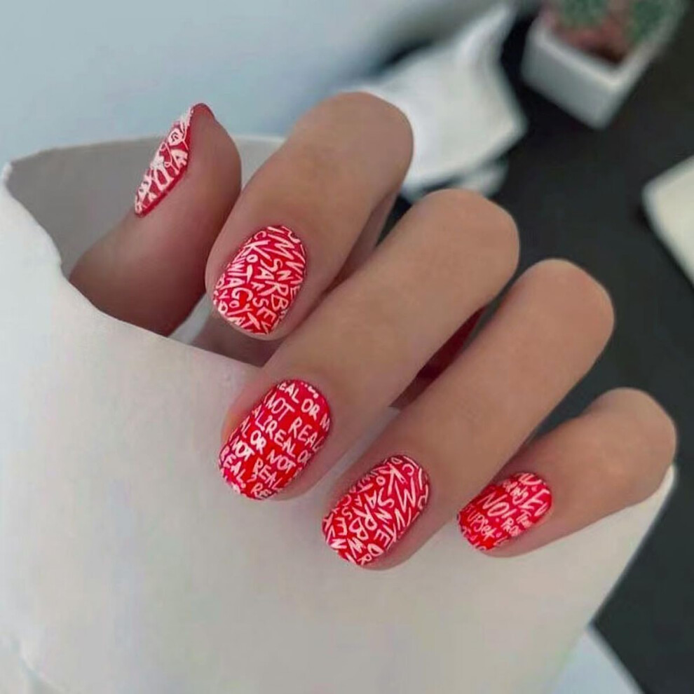 Red Press On Nails Matte Square Fake Nails With Glue Salonquality Reusable Acrylic Kit 24Pcs