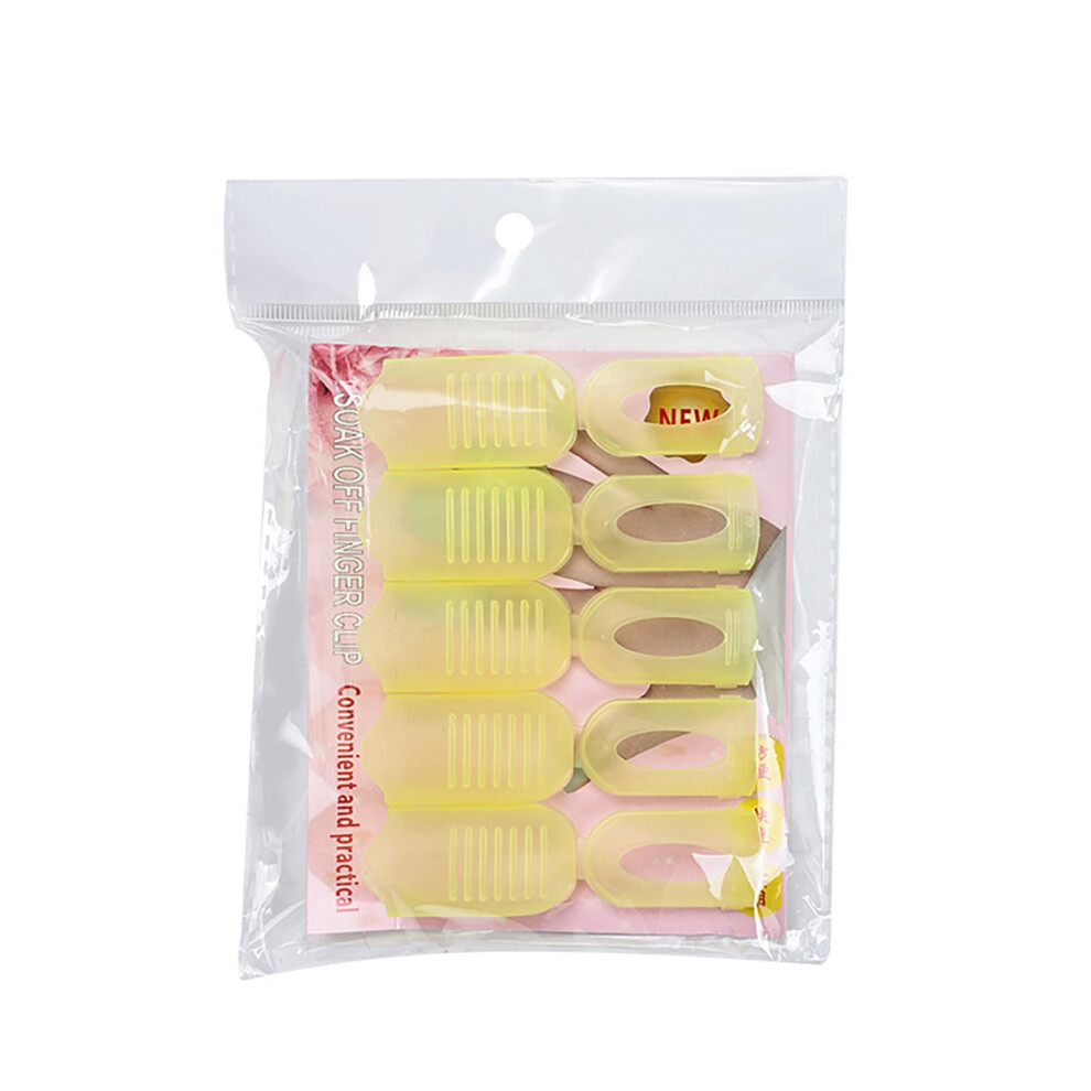 Yellow 5Pcs Reusable Gel Nail Polish Remover Clips For Fast Soak Off Uv Polish