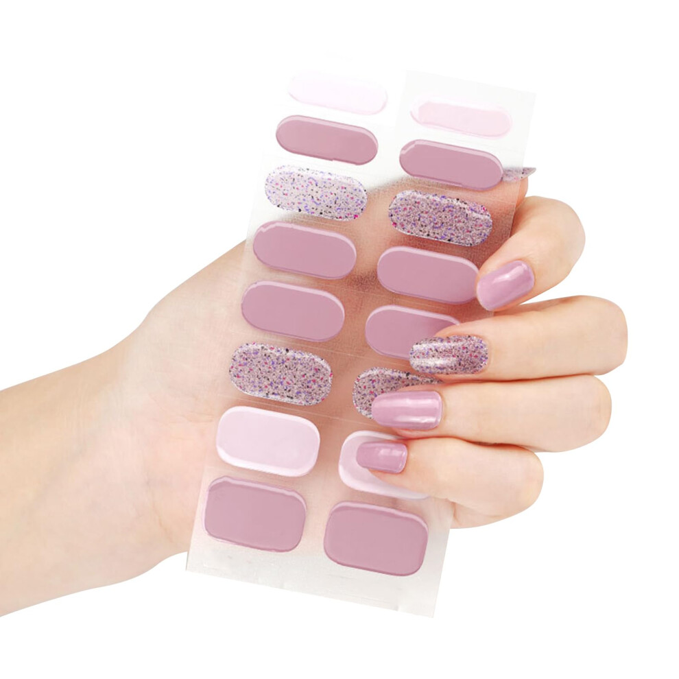 16pcs Semi Cured Gel Nail Strips with UV LED Curing, SalonStyle Shine, LongLasting Wear
