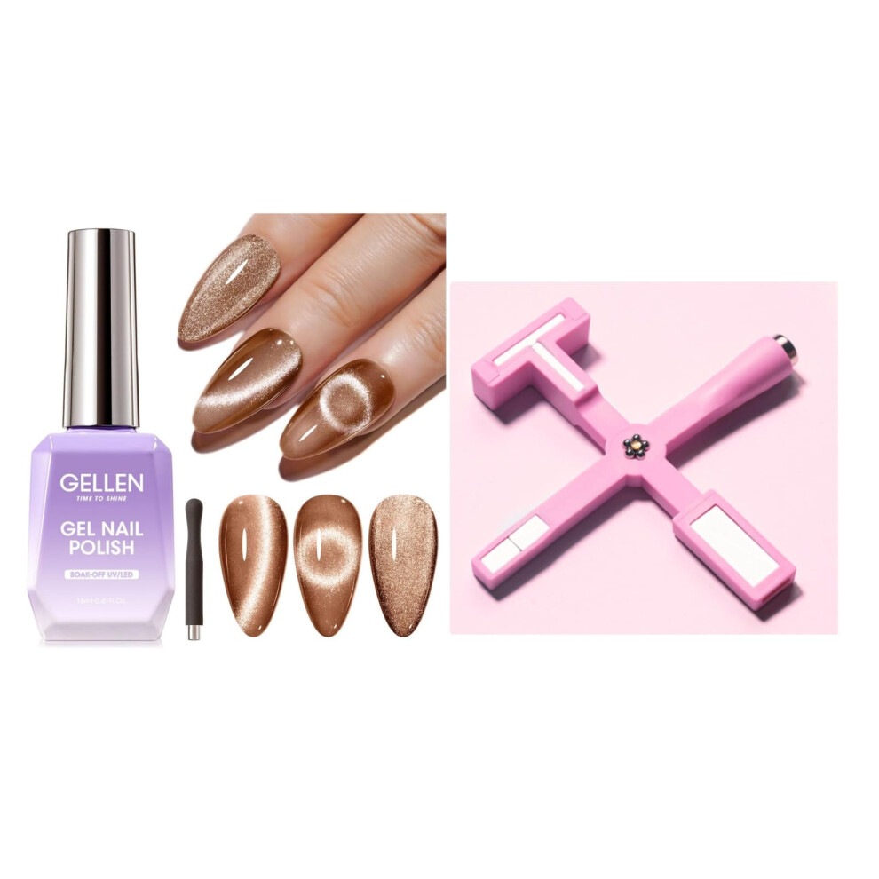 Cat Eye Gel Nail Polish with 5in1 Magnetic Tool, Holographic Diamond Glitter, LongLasting Effect