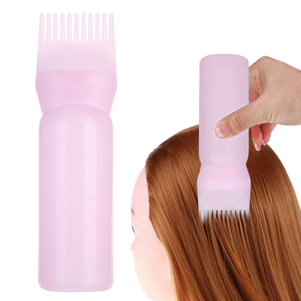 Pink Hair Dye Applicator Bottle With Root Comb, 160Ml Pump Action Salon Tool, Mess Use
