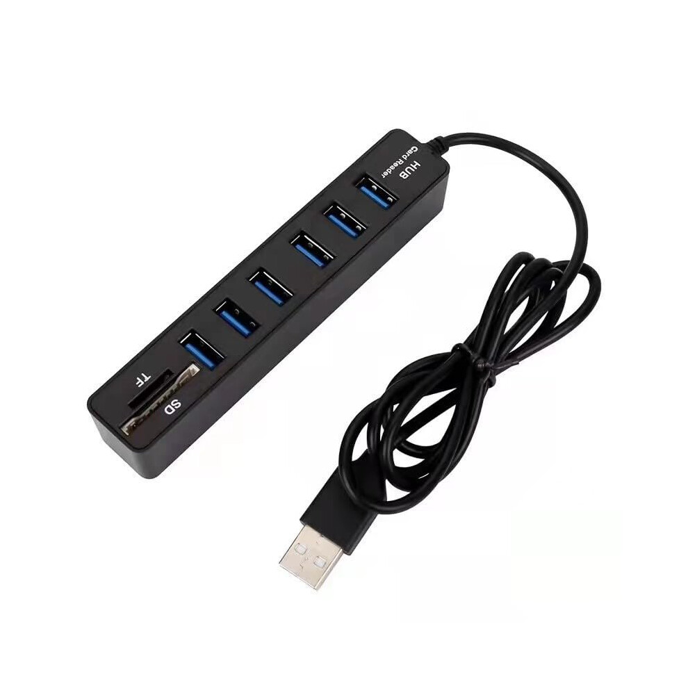 Usb 2.0 Hub 6Port Expansion With Sd And Tf Card Reader For Laptop Pc Macbook 9365369930766