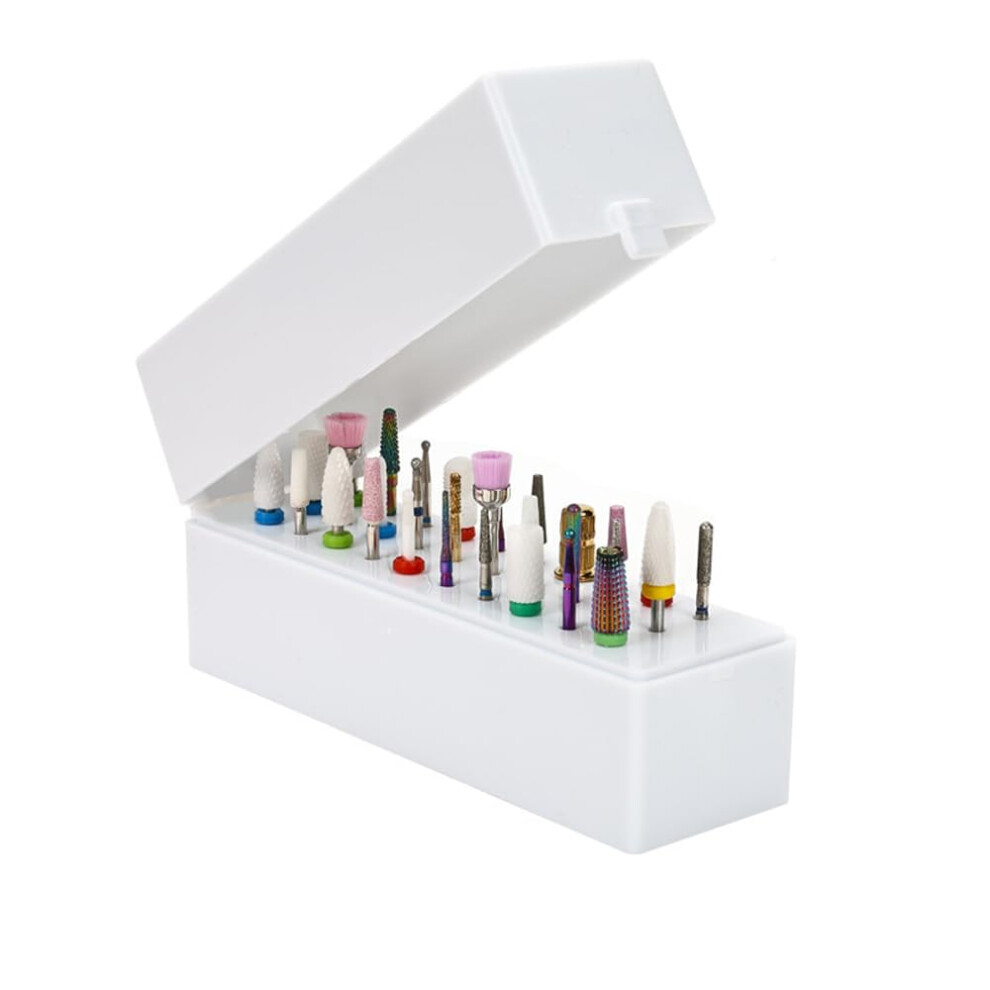 Nail Drill Bit Holder 30 Hole Acrylic Organizer with Clear Dustproof Cover for Salon and Home