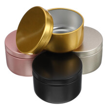 24 Pcs Round Metal Candle Tins Frosted Gold and Black Empty Jars for DIY Candle Making Wedding Decor