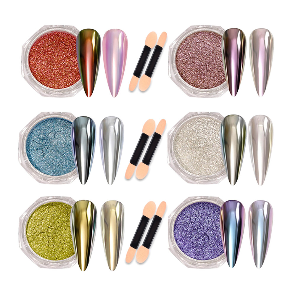 Unicorn Chrome Nail Powder with Pearl Iridescent Mirror Effect for Aurora Nail Art and Manicure