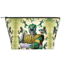 Neceser trapezoidal de Power Rangers para mujer, ideal para viajes, compras, uso diario y como neceser de maquillaje. Color negro.