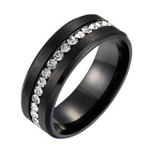 Herrenring, Zirkonia-Ring, Alltagsring, großer Ring, geeignet für den täglichen Gebrauch, schwarz, Größen 6-13