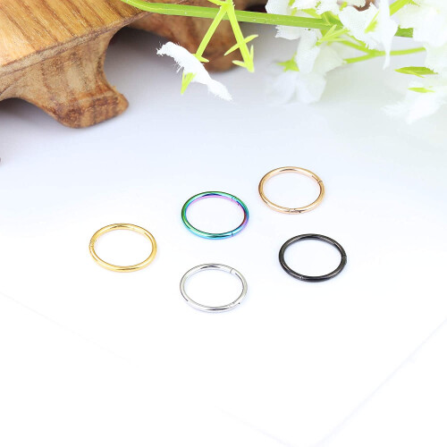 Jstyle10 τεμάχια 18G από ανοξείδωτο ατσάλι με αρθρωτό κλιπ, σκουλαρίκια με κρίκο και 1