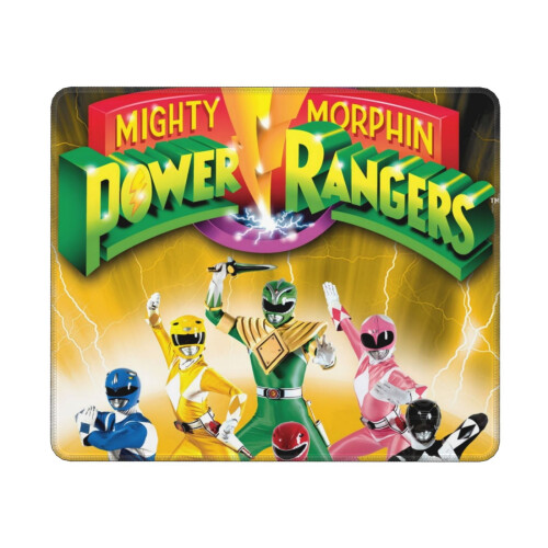 Mouse Pad Power Rangers με ραμμένη άκρη, αντιολισθητική βάση από καουτσούκ, πλενόμενο