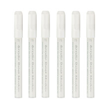 Conjunto de 6 Canetas Marcadoras Acrílicas Brancas Viflosae, Canetas de Tinta à Base de Água, Canetas para Desenho Manual, Canetas para Grafite,