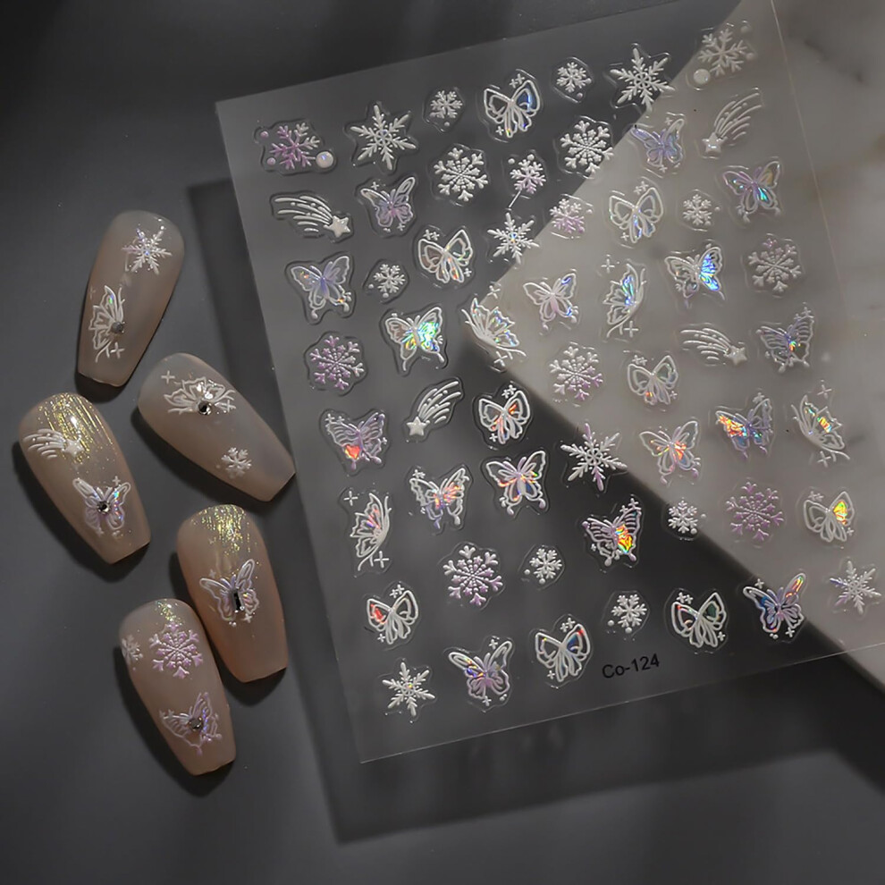 5D Butterfly and Star Nail Art Stickers SelfAdhesive Raised Texture Decals for Acrylic Nails