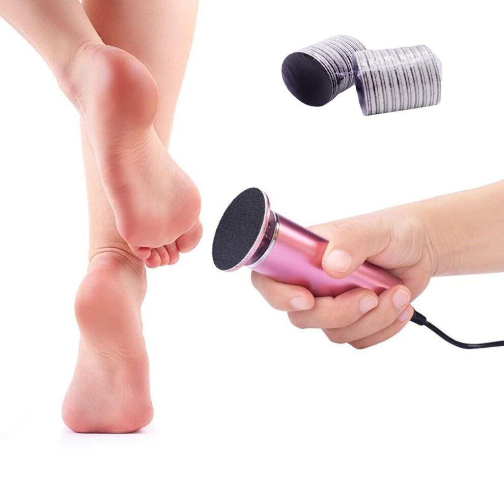 Pink Electric Foot File Callus Remover With Adjustable Speed For Hard Skin Pedicure Â