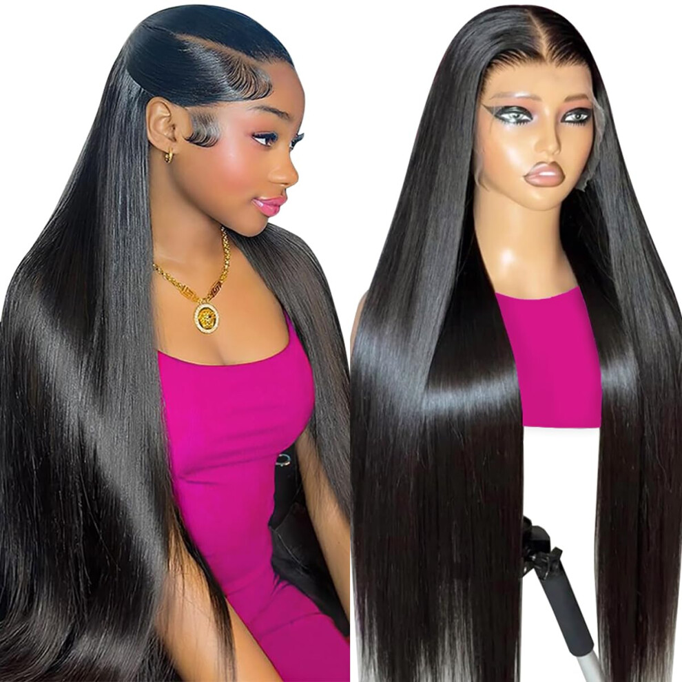 Unisex 13X6 Lace Front Human Hair Wig Pre Plucked Glueless 16 Inch Natural Hairline