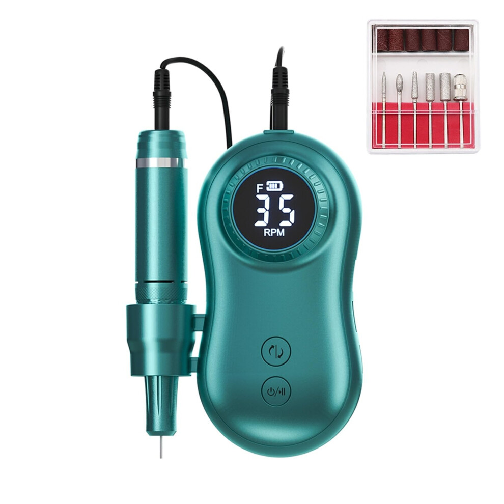 Electric Nail Drill 35000RPM with LED Display, Rechargeable Cordless Nail File for Gel Manicure