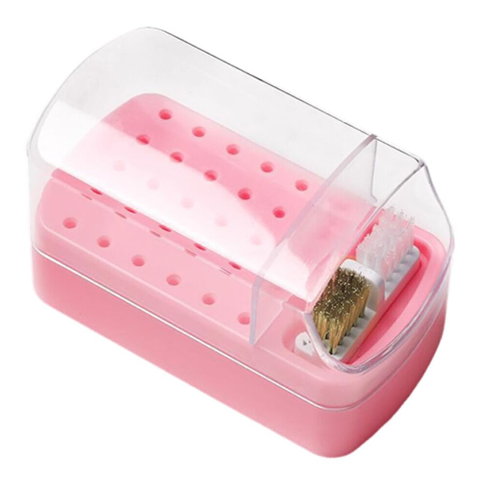 30 Hole Nail Drill Bit Holder with Cleaning Brushes, Dustproof Organizer for Salon and Home