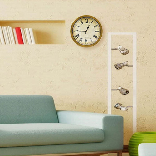 Vintage Wall Clock with Hidden Safe, Round 30cm, Gold Storage Space 2