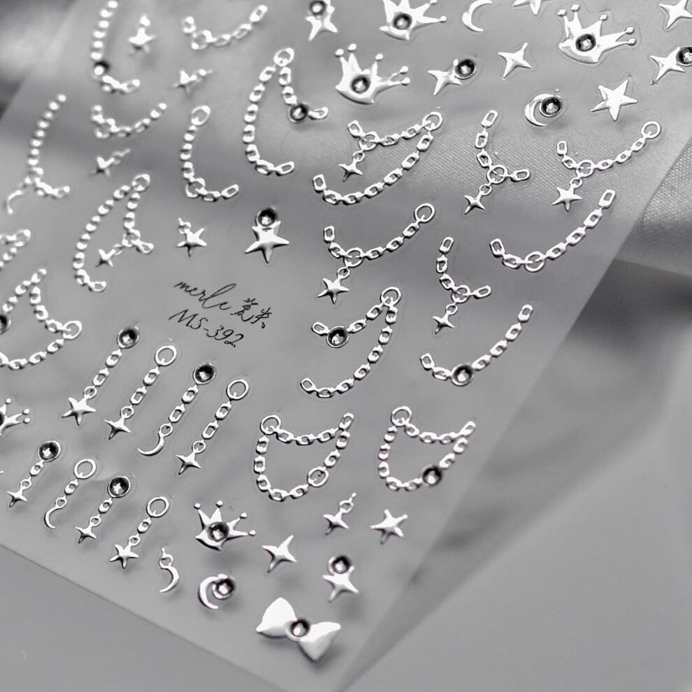 5D Nail Art Stickers with Realistic Embossed Effect, SelfAdhesive Butterfly Pearl Chain Decals