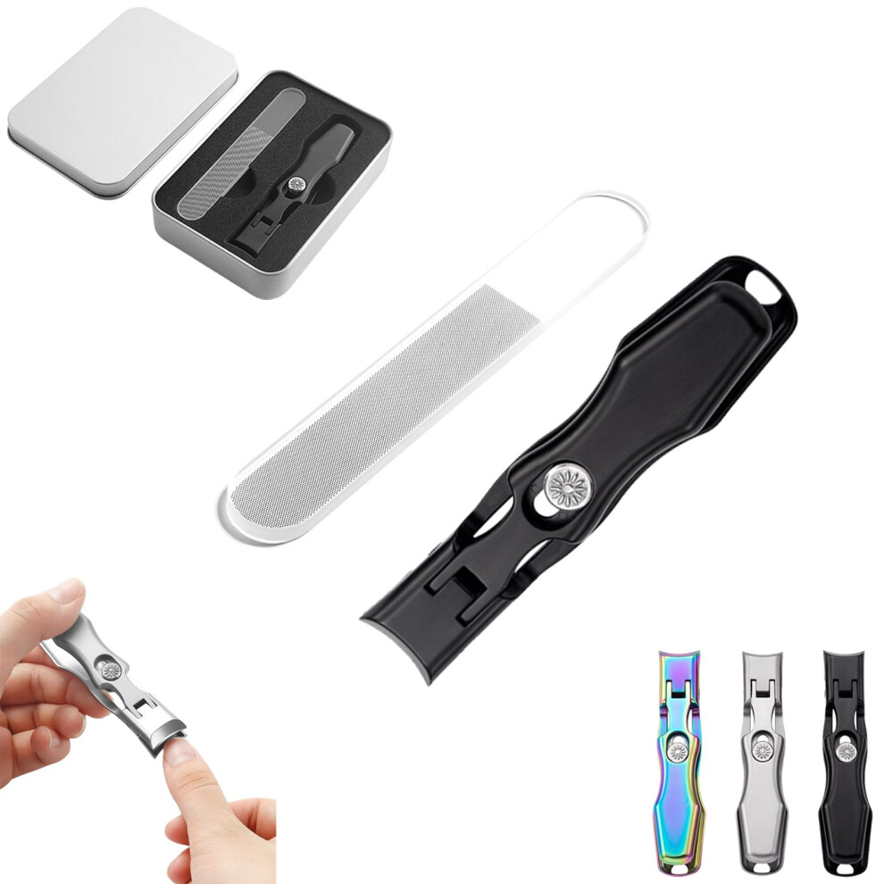 Black German Nail Clippers For Thick Nails With Ultra Sharp Blades And Ergonomic Grip,